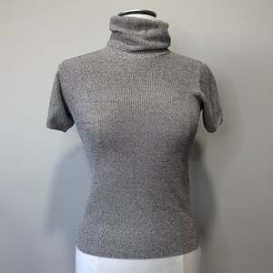 100% silk Linda Allard Ellen Tracy Shimmer Knit Cowl Neck Sweater, Sz S